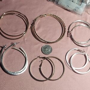 Elegant Gold and Silver Hoop Earrings Set